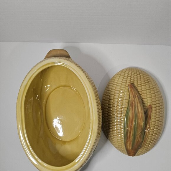 Vintage Retro Pfaltzgraff Lidded Corn Shaped Casserole Dish Kitshy Casserole - Picture 4 of 11